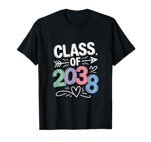 Class of 2038 Grow with Me Colorful Kids Design T-Shirt
