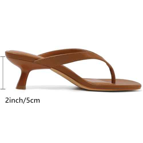 Image of Kitten Heels for Women Round Open Toe Sandals Flip Flop Heels Summer Low Heeled Thong Sandals