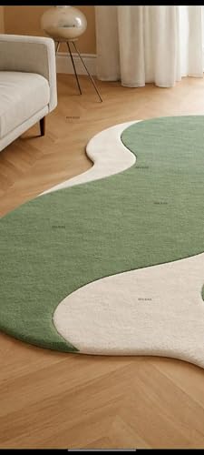 Image of Hand Tufted Carpet Nz Wool with Silk Abstract Design Non Slip Luxury Exclusive Rectangular Carpet for Living Room Bedroom (Size : 5x8 Ft, 152x244 CM), Multicolor
