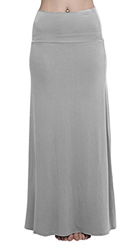 Image of Urban CoCo Women's Stylish Spandex Comfy Fold-Over Flare Long Maxi Skirt