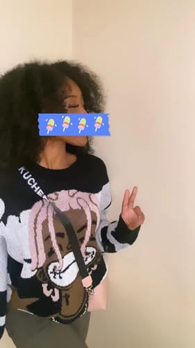 Mens Anime Rapper Knitted Sweater Oversized Rock Hip Hop Fashion Aesthetic Pullover Women Jumper Ugly Sweater3