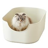 【OFT】 TALL WALL BOX L アイボリー 本体 猫用トイレ 本体 大きい猫 大きいトイレ ゆったり広々サイズ 飛び散り防止ハイタイプ サイズ(約)：幅45.5×奥61×高25cm