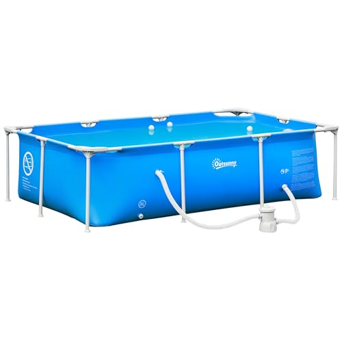 Outsunny Piscina Desmontable Tubular 252x152x65 cm con Depuradora de Cartucho 1200L/H Piscina...