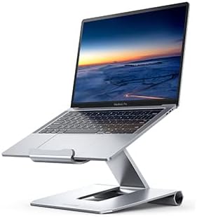 Lamicall Laptop Stand, Adjustable Notebook Riser - Foldable Portable Ergonomic Desktop Laptop Holder for 2021 New MacBook Air Pro, Dell XPS, HP, Lenovo, iPad, Other Notebooks and Tablets - Silver