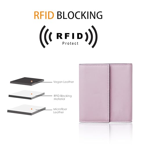 Travelambo RFID Blocking Wallet Women Small Womens Wallet Credit Card Holder Mini Compact Trifold Wallets for Women with Coin Pocket Zipper3