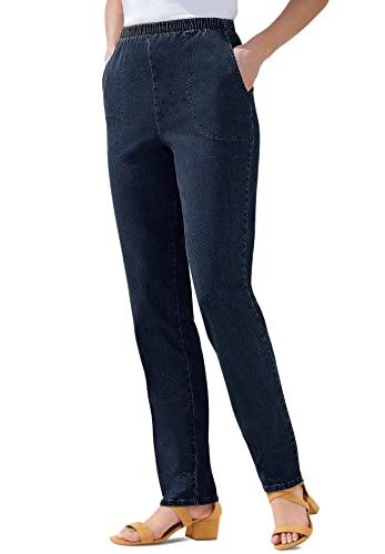 Woman Within Plus Size Straight Leg Elastic Waist Stretch Fineline Denim Jean (Petite & Tall Available)3