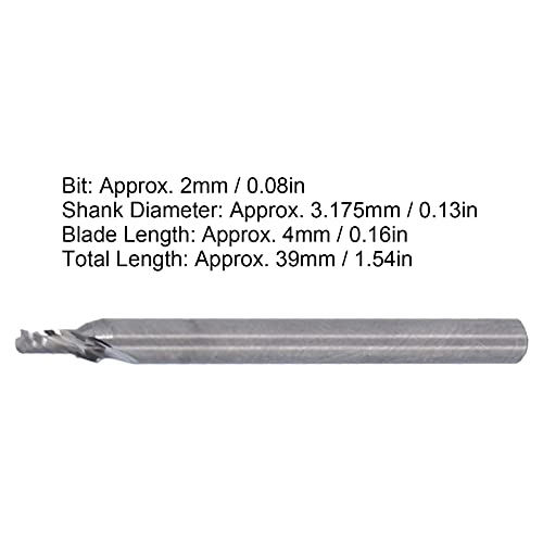 Image of End Mill Spiral CNC Router Bits, 5PCS 3.175x2x4mm Tungsten Steel Engraving Milling Machine Replacement Milling Cutter for PVC Wood Carving Engraving MDF Cutting