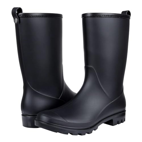 Asgard Women's Mid Calf Rain Boots Waterproof Garden Shoes Slip on Rubber Boots4