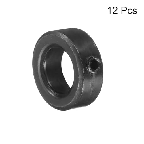 QUARKZMAN 12 Stück Satz-Schellenkragen 12mm Bohrung Schwarz Oxidiert Stahl Wellenkragen 22mm Außendurchmesser 8mm Breite Fahrwerkstopper Radkragen Mit Innensechskantschlüssel