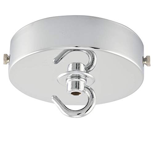 ElekTek Rosone da soffitto piatta con diametro 100 mm con staffa cinturino e gancio. Ideale per accessori a sospensione e lampadari. Finiture metalliche verniciate a polvere Cromo