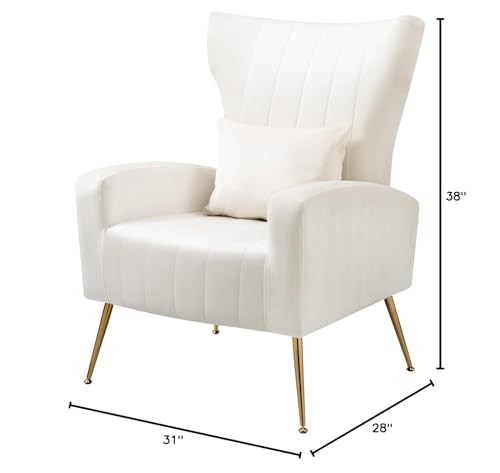 X-VOLSPORT-Velvet-Accent-Chairs-Set-of-2-Mid-Century-Modern-High-Back-Living-Room-Chair-with-Waist-Pillow-Upholstered-Arm-Chair-with-Metal-Gold-Legs-for-Bedroom-Club-White X VOLSPORT Velvet Accent Chairs Set of 2 Mid Century Modern High Back Living Room Chair with Waist Pillow Upholstered Arm Chair with Metal Gold Legs for Bedroom Club White