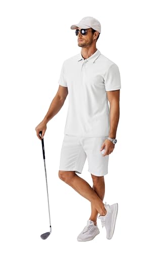 COOFANDY Men's Polo Shirts Short Sleeve Classic Fit Golf Shirts Casual Solid Waffle Collared T Shirt4