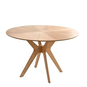 AmpelioDécor 47.6” Dining Table for 4 to 6 People, Rustic Wood Kitchen Table, Round Dining Table for Kitchen, Dining Room & Living Room, (Natural)