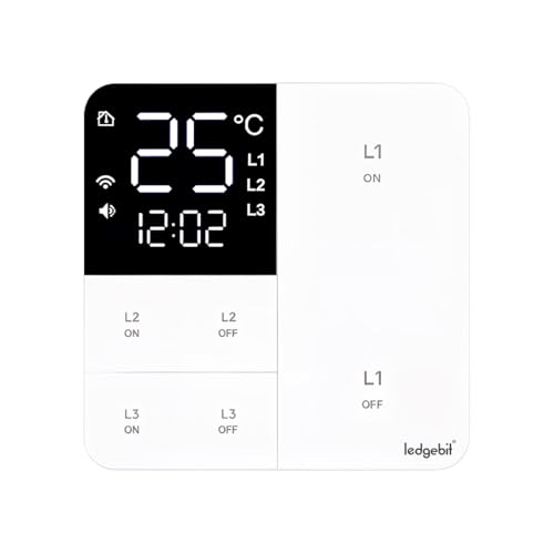 Image of Ledgebit Smart Zigbee Touch Light Switch with Timer & Temperature Display - Alexa & Smart Life Compatible | Zigbee Bridge-Hub Required | Glass Panel