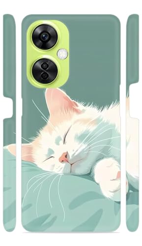 Image of White Cat Sleeping Designer Printed Hard Back Cover for Oneplus Nord CE 3 Lite 5G Attractive and Uniquely Crafted Smartphone Case