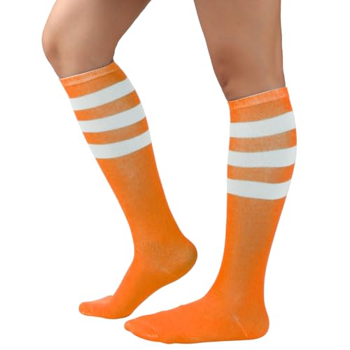 Image of DRESHOW 3 Pairs Cotton Knee High Socks for Women Solid Knit Knee Long Stocking Leg Warmer All Season Gift
