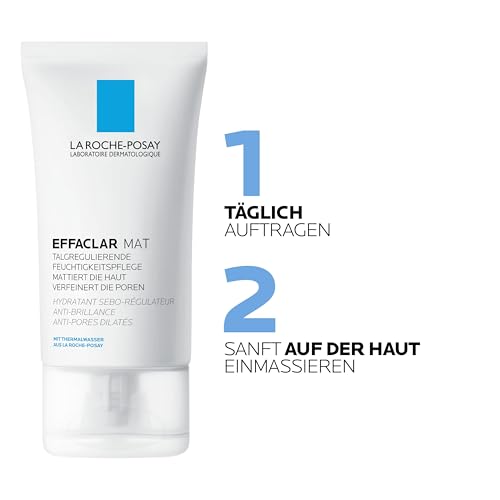 La Roche Posay Mattierende Feuchtigkeitspflege für fettige, unreine und zu Akne neigende Haut, Talgregulierend und porenverfeinernd, Mit LHA und Thermalwasser, Effaclar Mat, 40 ml