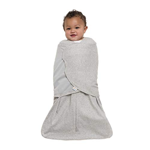 Image of HALO 100% Cotton Sleepsack Swaddle, 3-Way Adjustable Wearable Blanket, TOG 1.5, Heather Gray, Newborn, 0-3 Months