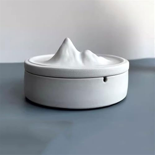 Cendrier avec couvercle en béton gris de table et extérieur - 7
