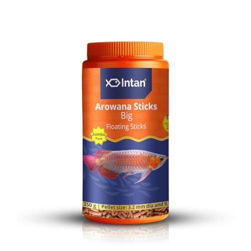 Image of Intan Aquatic Arowana Sticks Fish Food For All Life Stages | Big Floating Stick For Arowana Fish | Jumbo Pack 350 Gram, Pellet Size 3.2 Mm Dia And 9.5 Mm Length, Pack Of 1