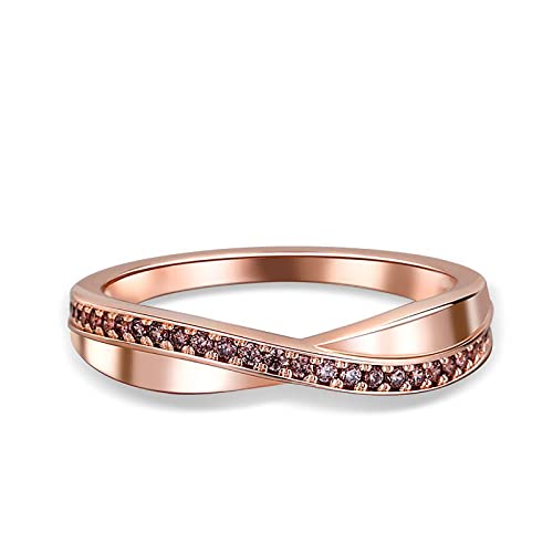 Jeulia Sterling Silver Couple Band for His and Her Stylish Crossover Polished Adjustable Matching Anniversary Wedding Diamond rings Engraving Jewelry Set Valentine Day with Gift Box (Women's band-Chocolate, 8.5)