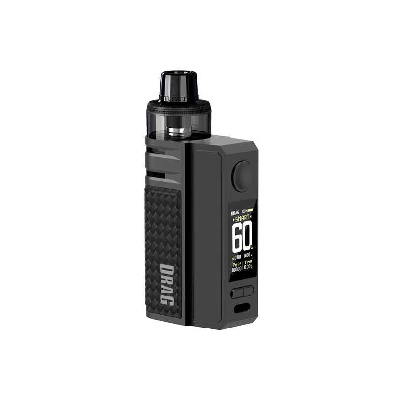 TVDCVoopoo Drag E60 PNP 2 Pod Kit - 60W Max Output, Built-in 2550mAh Battery, Smart/RBA/ECO Modes, Type-C Charging, 2ml Cartridge, No Nicotine (Carbon Fibre)