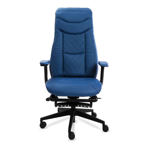 Image of Massage Office Chair - Elevate Your Workday with Our Reclining Office Chairs - Elegant and Timeless Blue Office Chair - Smart Massager Computer Chair