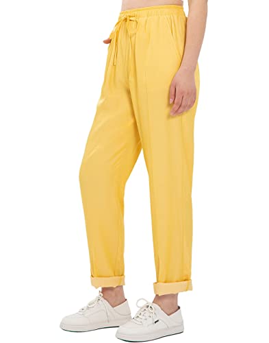 Bonnorth Women's Flowy Tencel Drawstring Elastic Waist Casual High Waisted Cropped Pants with Pockets