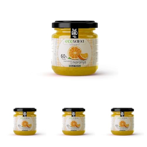 ECOSANA MERMELADA EXTRA NARANJA SIN AZÚCAR CERTIFICADO BIO by DRASANVI - VEGANO - SIN GLUTEN - 250g (Paquete de 4)