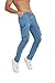 Men's Ripped Slim Skinny Fit Jeans with Pockets Stretch Fashion Comfort Flex Waist Cargo Denim Pants Blue 34