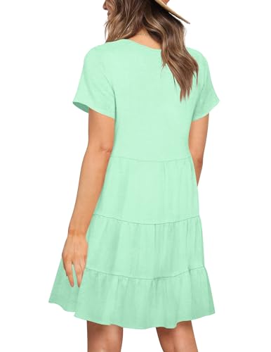 Image of Nova In Sky Women's Summer Dresses 2026 Short Sleeve V-Neck Casual Loose Swing Button Down Casual T Shirt Dresses