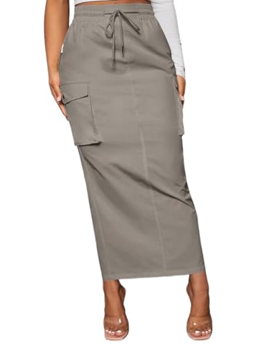 Plain Pocket Drawstring Waist Cargo Skirt 2025 Fashion Skirts for Women