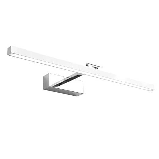 Klighten Luz Espejo Baño Led 60cm, 18W 1170 Lumen, Impermeable IP44 Lampara Espejo Baño, Aplique Espejo Baño Moderno, Blanco Frío 5500K, Cromo