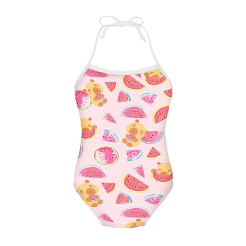 Image of Girls One Piece Swimsuit Summer Quick Dry Beach Sport Bathing Suit Halter Strap 1-10 Little Kids Toddler Swimwear
