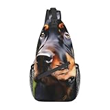 HJLUUFT Rottweiler Sac à dos à bandoulière multifonction avec motif croisé pour homme, Noir , Taille unique