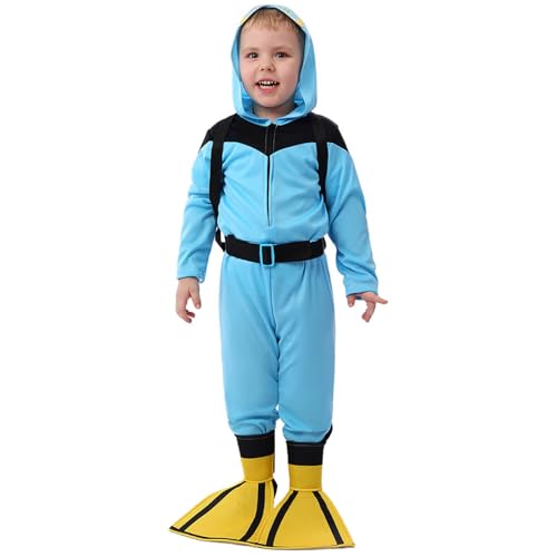 Modaworld Costume d'Halloween pour garçon - Costume de plongeur - Tenue de jeu - Combinaison pour enfants - Costume de cosplay