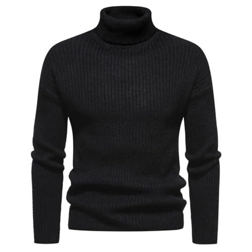 Men Autumn Winter Sweater Solid Color Knitted Pullovers Turtleneck Loose Casual Knit Sweater Warm Pullovers Tops3