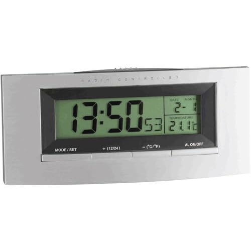 TFA Dostmann Funk-Wecker digital, inkl Weckalarm mit Snooze, 98.1030, Innentemperatur-Anzeige, Datum & Wochentag, Hintergrundbeleuchtung –...