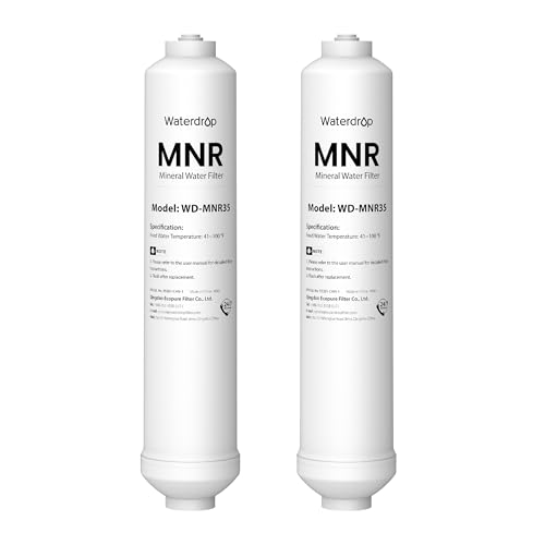Waterdrop Filtro de Agua en Línea de Remineralización, Posfiltro de Conexión Rápida de 1/4' para Sistema de Filtro de Osmosis Inversa RO, Restauración de Minerales Esenciales (2)