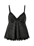 SOLY HUX Women's Plus Size Y2k Lace Striped Babydoll Tops V Neck Spaghetti Strap Camisole Top Black Striped 3X-Large Plus