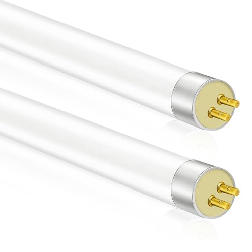 Dewlawn 2 Pcs T5 8w Fluorescent Tube Lamps 288mm, G5 2-Pin Base Fittings 6500K Cool White T5 High Efficiency Lamps for Kitchen Garage Bathroom Strip Light Cabinet Workshop Emergency Lighting