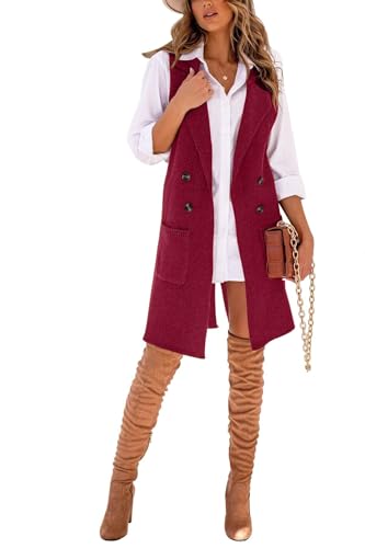 Image of IDEALSANXUN Womens Long Sweater Vest Fall Winter Sleeveless Knit Cardigan Outerwear