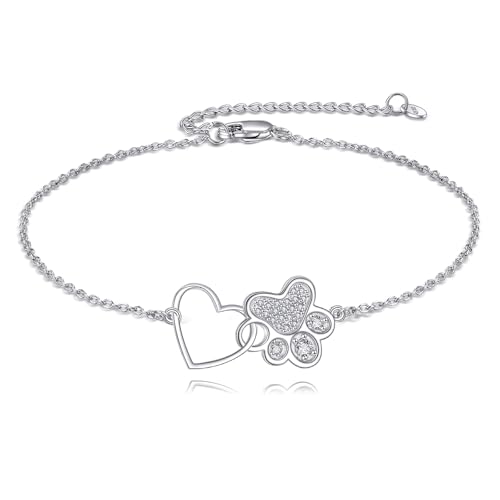 Bracelet empreinte de chien en argent 925 sterling discret et élégant