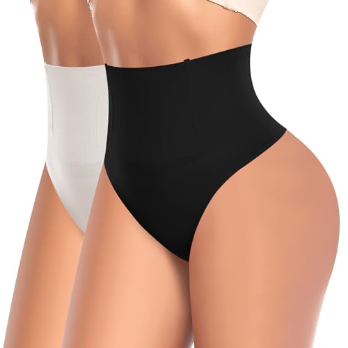 Image of Werena Tummy Control Thong Shapewear for Women High Waist Shaping Underwear Seamless Thongs Panties