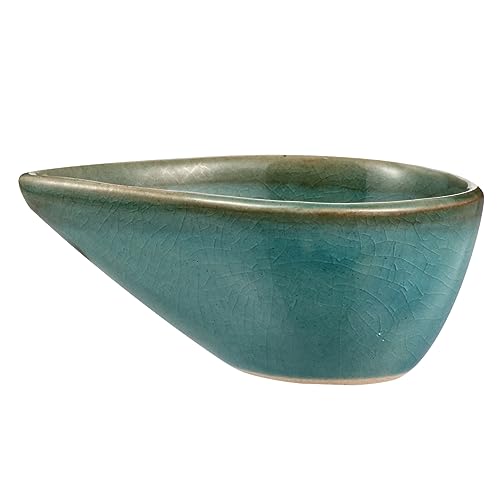 Healeved 1 Pieza Disco de cerámica de aromaterapia aceites tazón de salón tazón de mezcla de aceite esencial plato pequeño tazón de Bowl lindo con boquilla Blue