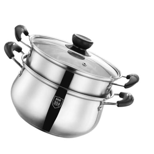 GRADENEVE 1 Juego Vaporera y Olla Inoxidable Asas Dobles Cocción Sopa y Vapor Cocina