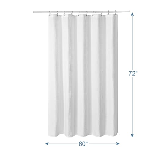 Image of AmazerBath Stall Shower Curtain 60 x 72 Inches, Waffle Shower Curtain White, Fabric Shower Curtains Heavy Duty 240GSM, Hotel Quality Bathroom Shower Curtains