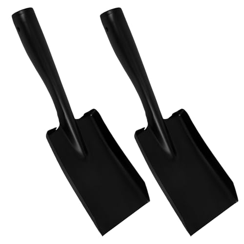 TOKIDNY Lot de 2 Pelles à Cendres en Acier Manganèse Mini-Pelle pour Cheminée et Poêle à Bois Outil de Jardinage Manuel Résistance Anticorrosion Nettoyage pour Barbecue et Foyer