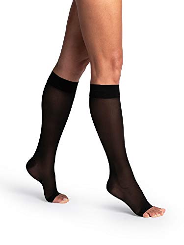 Image of Sigvaris Women's DYNAVEN Sheer Calf Open-Toe Compression Socks, 20-30mmHg