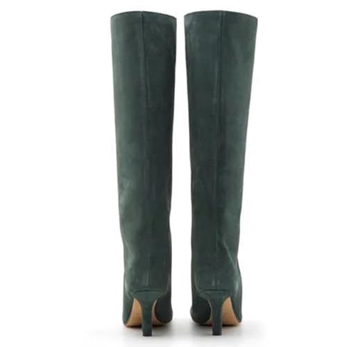 Knee High Boots Wide Calf Women Long Suede Square Toe Bootie Tall Cute Slouchy Fashion Boots Ladies Fall Booties4